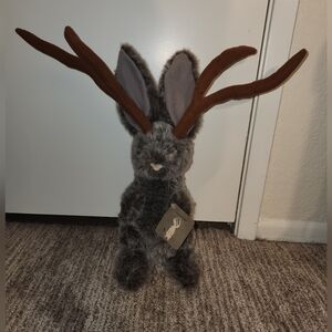 Jackalope Plush 18” Rabbit Posable Ears & Antlers Stuffed Animal